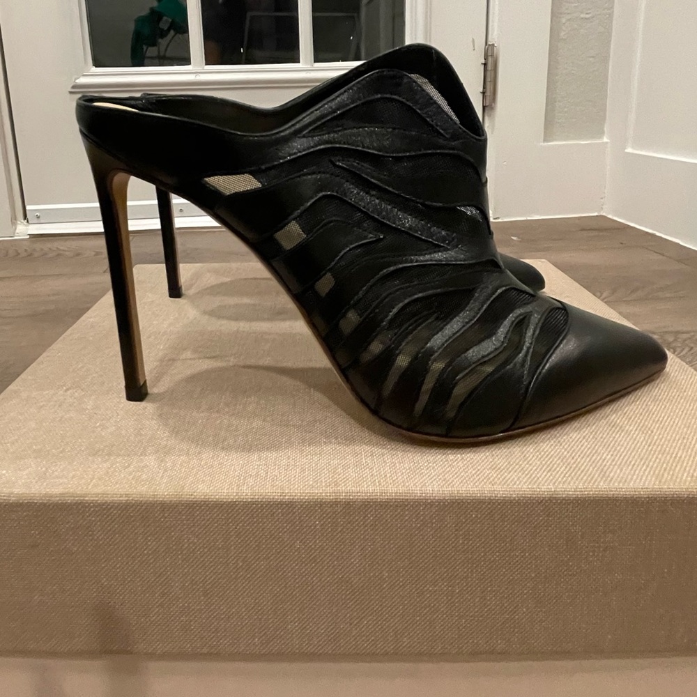 Francesco Russo Leather Mesh Heels